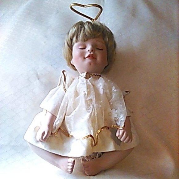 Doll Hamilton Collection 1997 Porcelain Halo Now I Lay Me Down To Sleep Vintage - Picture 1 of 5